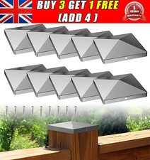 10PC 3x3/4x4" Fence Post Caps Stainless Steel Weatherproof Toppers Fixing Screws