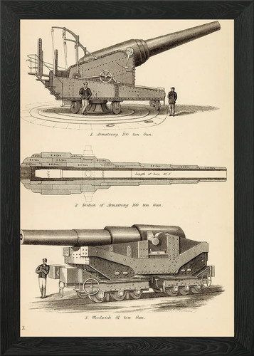 Artillery gun vintage - , framed