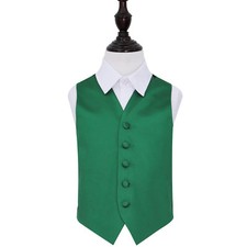 Emerald Green Satin Plain Solid Page Boys Kids Wedding Waistcoat Vest by DQT