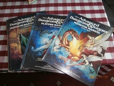 TSR Original Advanced Dungeons & Dragons 1st edition 3 book set I with Dice