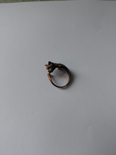 Old brass cat ring - old,