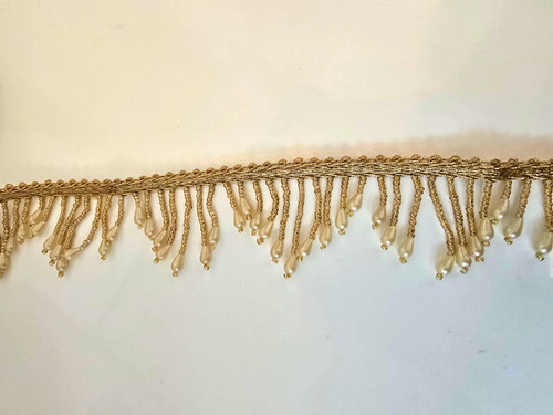 Gold ivory beaded - &, fringe