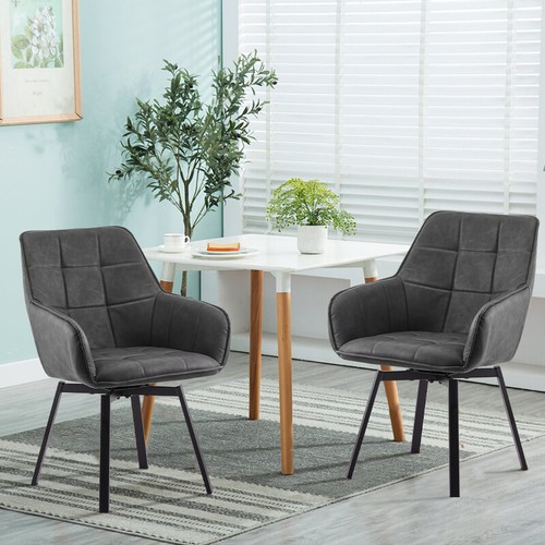 Grey swivel dining chairs - 2x,