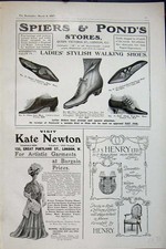 Old Antique Print 1907 Spiers Ponds Shoes Newton Fashion Furniture Henry 20th