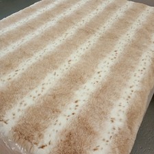 Anna Davies Tweed Mills Beige & White Faux Fur Throw Blanket 152x192cm