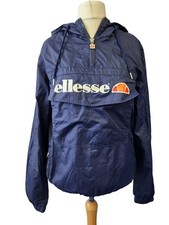 Ellesse Hooded Windbreaker Jacket Blue Nylon UK Size 12