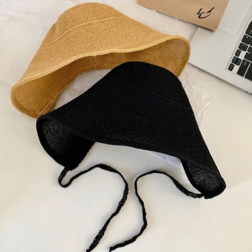 Linen straw regency bonnets - straw,