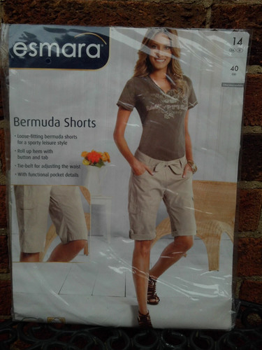 Ladies beige cotton bermuda - ladies,
