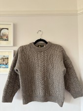 Peregrine Vintage Aran 100% Wool cable Knit Jumper Beige Size S/M Womens