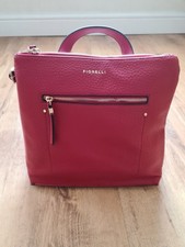 Ladies FIORELLI Red Leather Handbag Shoulder/satchel Hand Bag.