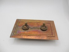 Vintage Brass Light Switch Double Plate Old Antique Toggle Art Deco Copper