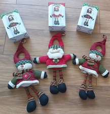 COSTCO - 3 x CHRISTMAS DOOR HANGER in STORAGE BOX - 2  SNOWMAN & 1 x SANTA - VGC