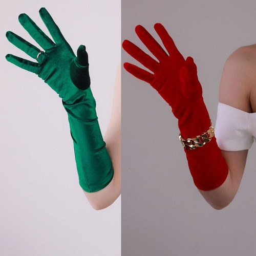 Velvet long gloves punk - velvet,