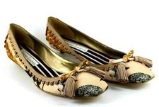 Christian Lacroix Womens EU 41 UK 7.5 to 8 Beige Floral Fabric Kitten Heel Shoes