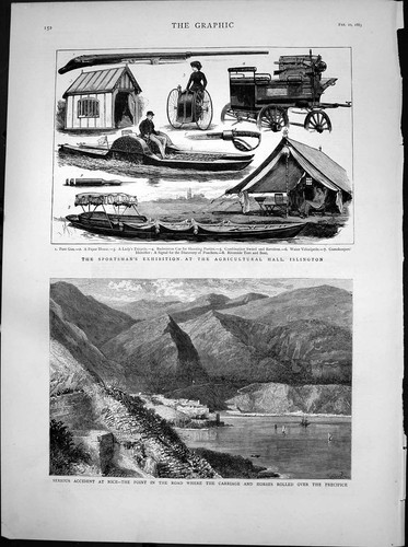 Old antique print accident - old,