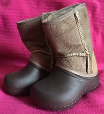 Aussie Soles Boots Toddler Infant Size 2-3 Brown Faux Suede Fur Lined