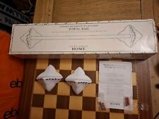 Vintage 1990 Boxed Laura Ashley Ceramic Bathroom Towel Solid Oak 57cm Rail