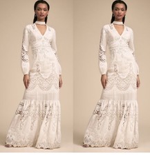 Monique Lhuillier Lyon Embroidered Choker Dress, Sz 8, New