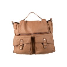 Vanessa Bruno Cowskin Leather Hobo Crossbody Bag Cognac