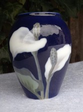 ROYAL COPENHAGEN VASE - " Peace Lily "  Rare , Excellent.
