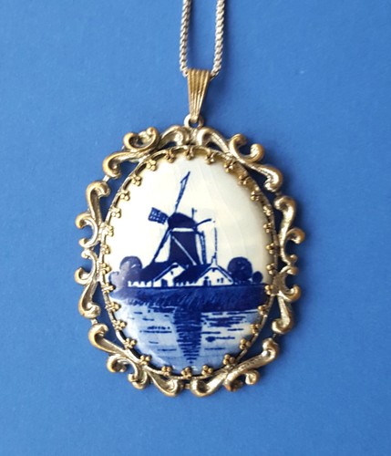Vintage delft pendant necklace - delft,