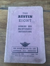 AUSTIN EIGHT & TEN RUNNING AND MAINTENANCE INSTRUCTION BOOK.1952