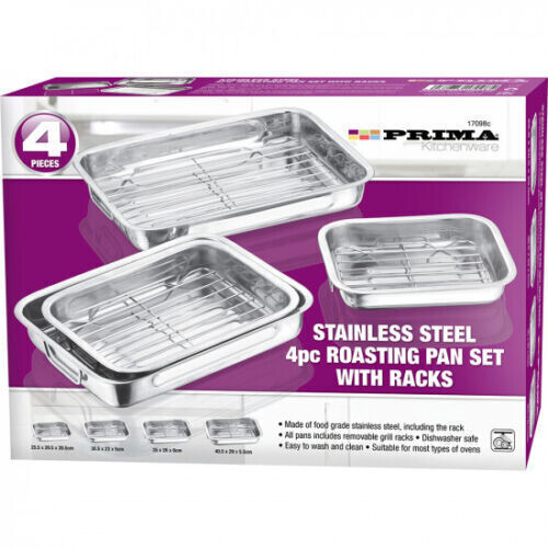 4pc stainless steel roasting - 4pc,