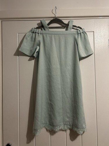 Mint green cold shoulder lace - green,
