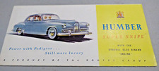 Humber Super Snipe saloon 1954, car sales brochure fold out & price list