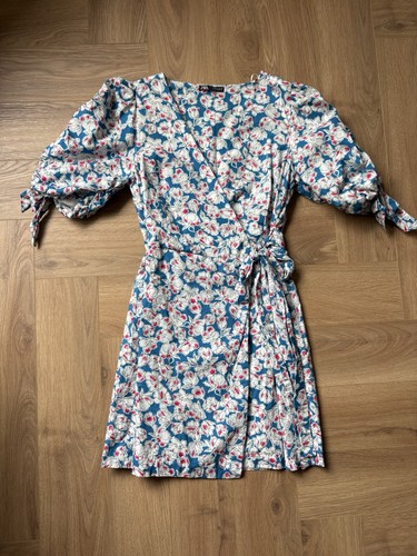 Zara blue floral poplin - poplin, wrap