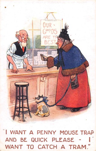 Postcard comic shop old dear - postcard,