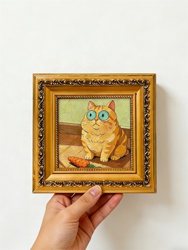 Orange cat portrait framed - cat,