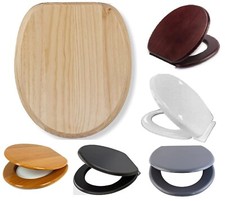 18" MDF Universal Bathroom WC Oval Shape Toilet Seat Quick Easy Fit Wood Wooden