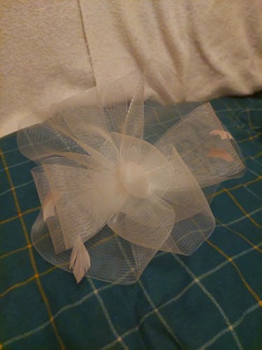 Peach fascinator headband - fascinator, on