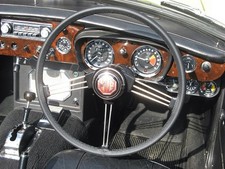 FOR MG MGB 16.5" 1962-80 BLACK LEATHER STEERING WHEEL COVER MULTI COLORS STITCH