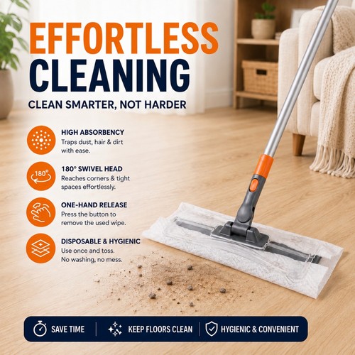 Flat mop with - with, disposable