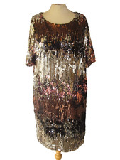 Stunning George Ombre Sequin Evening Cocktail Party Dress Pink Brown Size 22 NEW