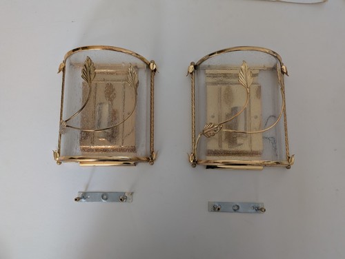 Vintage brass leaf wall - brass, sconce