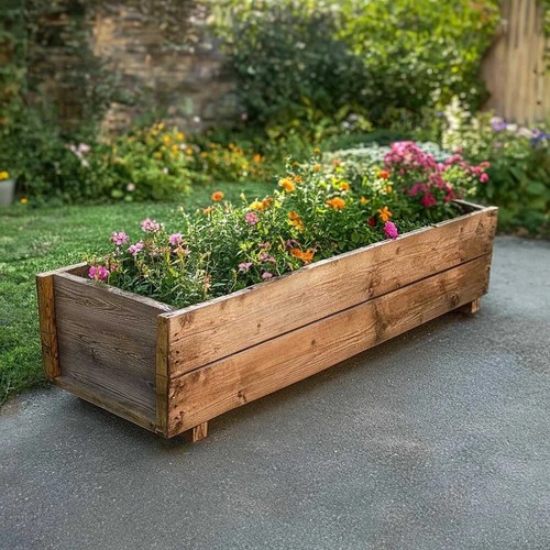 120cm pine wooden planter - wooden,