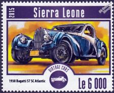 1938 BUGATTI Type 57 SC Atlantic Classic Car Stamp (2015 Sierra Leone)