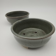 2 x Vintage Green Glazed