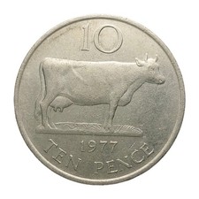 1977 Guernsey 10 Pence Coin