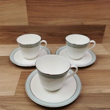 3 x Royal Doulton English Fine Bone China Etude Pattern Tea Cups and Saucers
