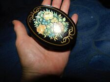 COLLECTABLE EMPTY MINI TIN BOX CARBERRY CANDLE BLACK WITH ROSES DESIGN