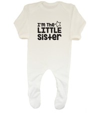 I'm the Little Sister Girls Baby Sleepsuit Romper