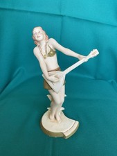 ROYAL DUX. ORIGINAL ART DECO FIGURINE GIRL PLAYING BALALAIKA.