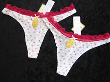 TWO THONGS SIZE 18 IVORY PINK FLORAL LA SENZA ULTRASOFT PANTIES FREEPOST BNWT
