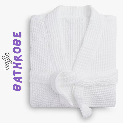 White waffle weave bathrobes - waffle,