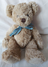 Vintage Russ Berrie Gulliver Bear 8"/20cm seated (Blue Ribbon). VGC. OOP.