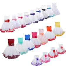 Petals Flower Girl Dress Bow Knot Bridesmaid Wedding Formal Party Princess Dress
